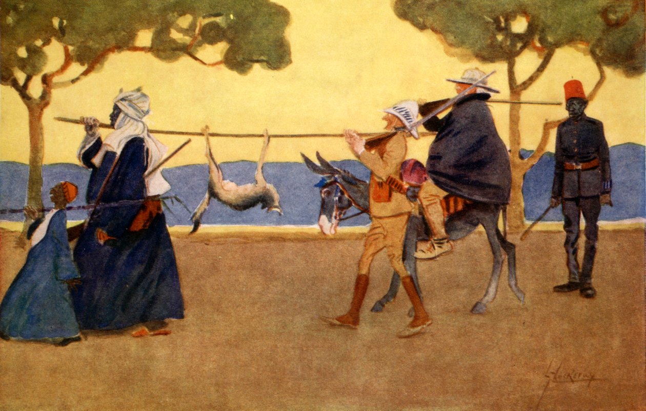 Storviltjägare, från "The Light Side of Egypt", 1908 av Lance Thackeray