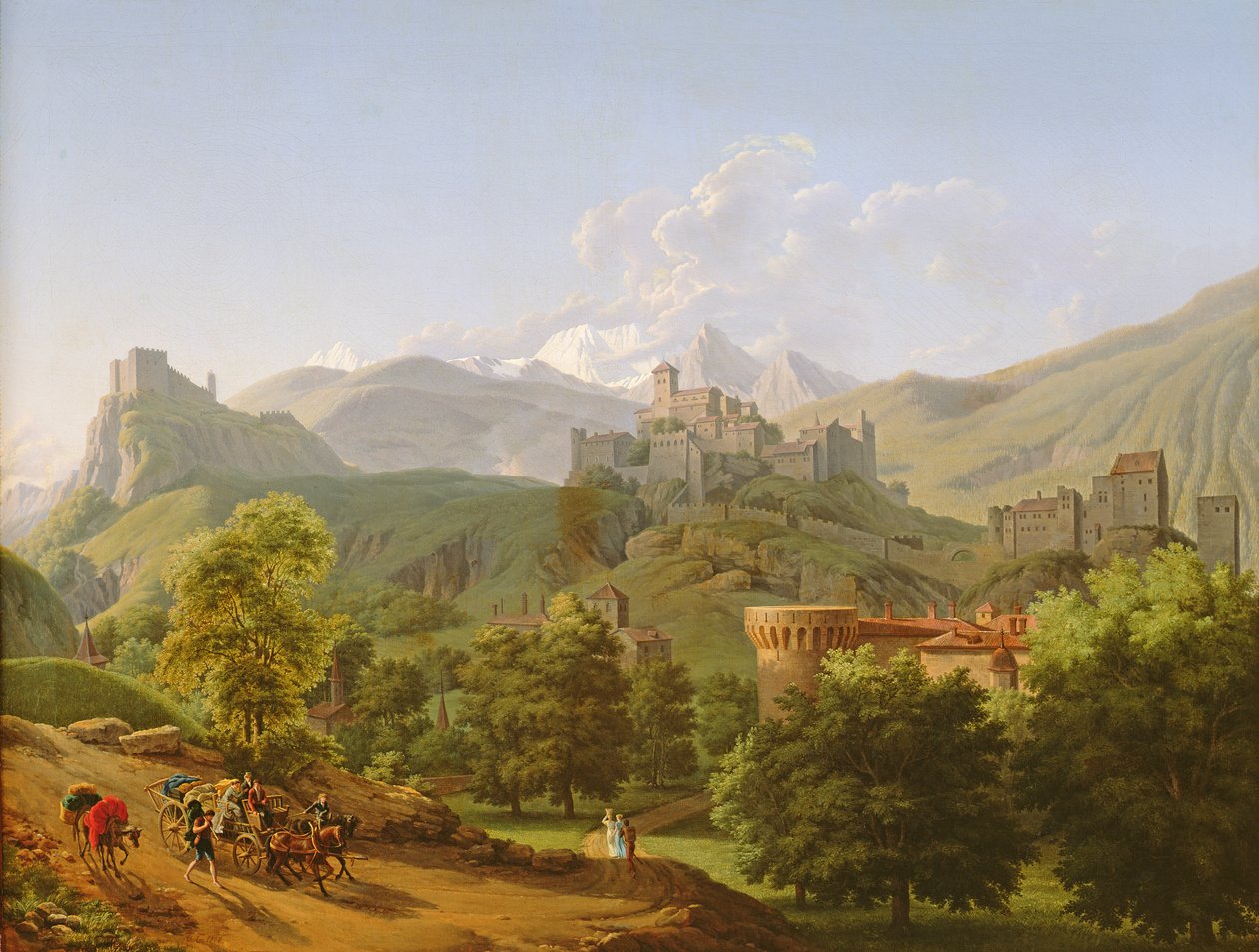 Vy över staden Sion i Valais, 1810 av Lancelot Théodore Turpin de Crissé de Crissé