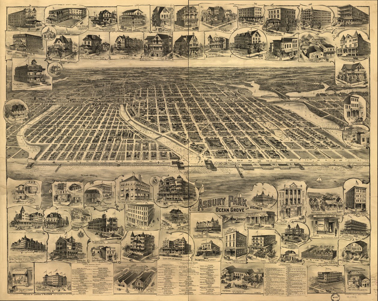 Asbury Park, Ocean Grove med omnejd, New Jersey 1897. av Landis And Hughes