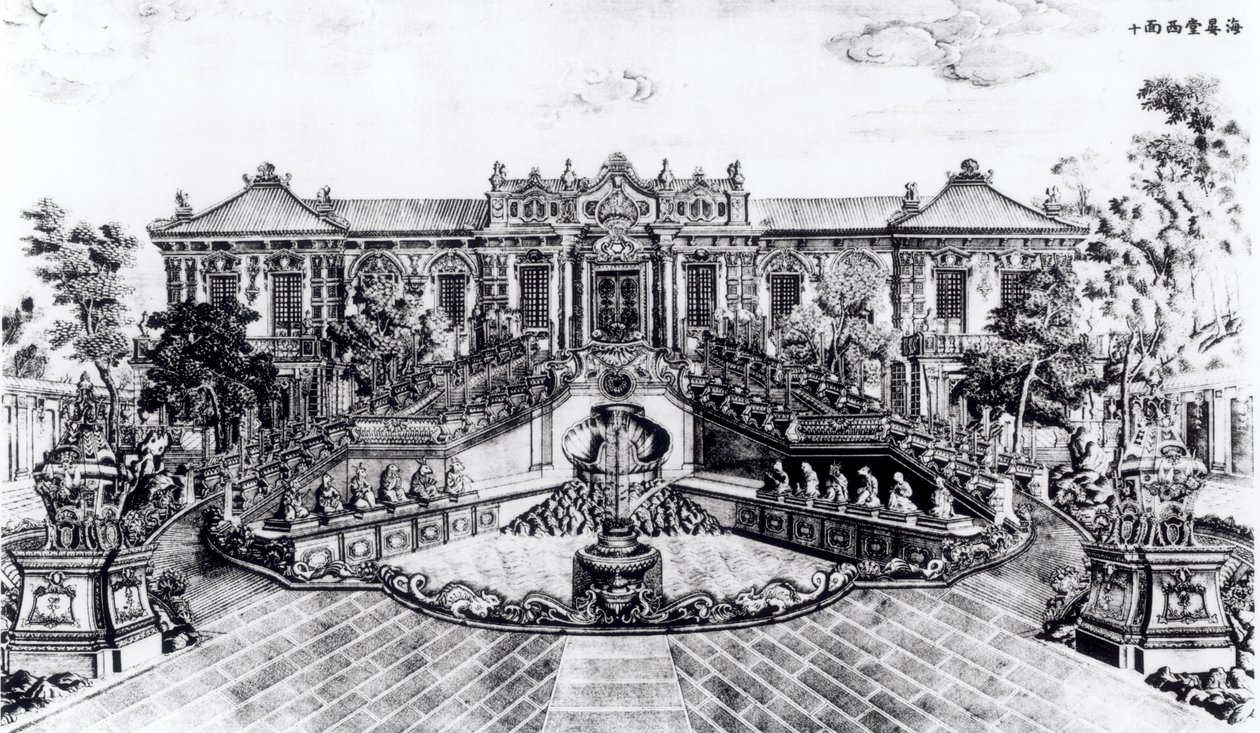 Palatset för havets lugn och vattenklockan, Yuan Ming Yuans trädgård, Peking, 1783-86 (se även 173899) av Lang Shining