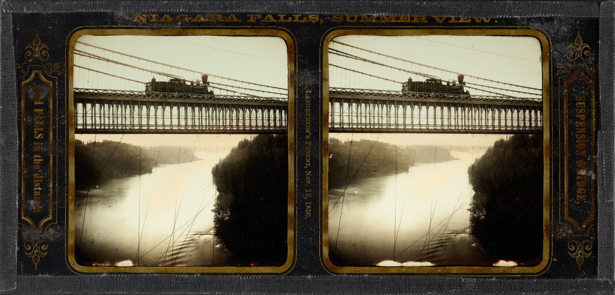 Niagara Falls, Summer View, Suspension Bridge och Falls in the Distance av Langenheim Brothers