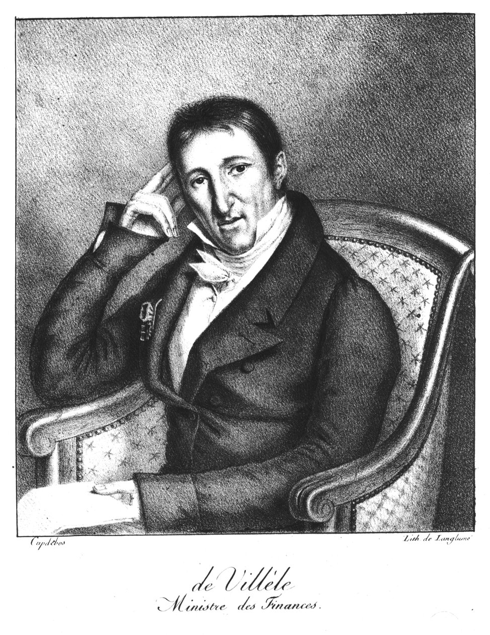 Porträtt av Jean Baptiste greve av Villele (1773-1854) av Langlume