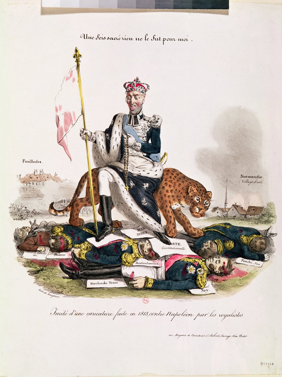 "En gång heligt var ingenting för mig", karikatyr av kung Karl X, 1830 av Langlume