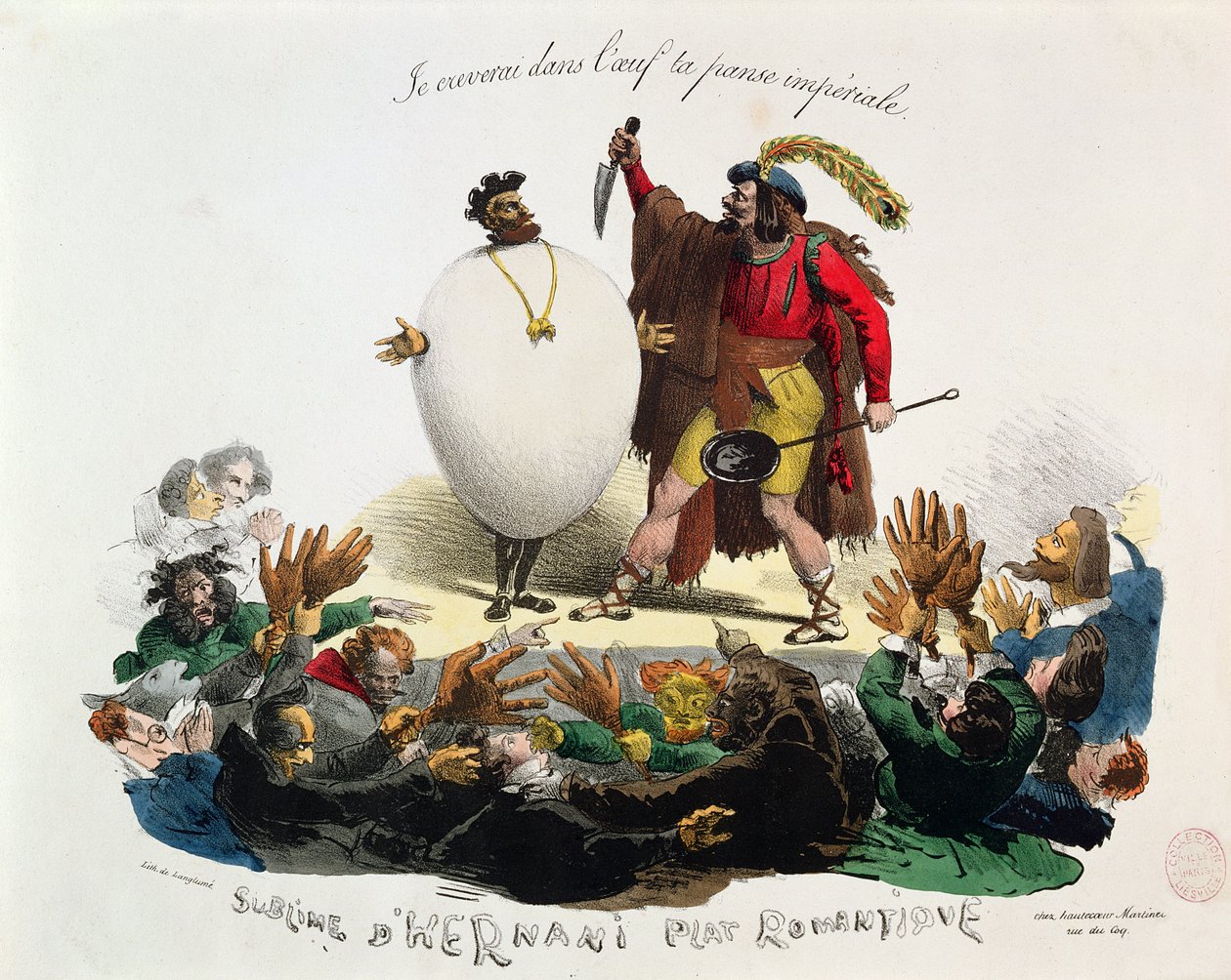 "Hernani Sublime, a Romantic Dish", karikatyr av Hernani av Victor Hugo (1802-85) ca 1830 (se även 162741) av Langlume