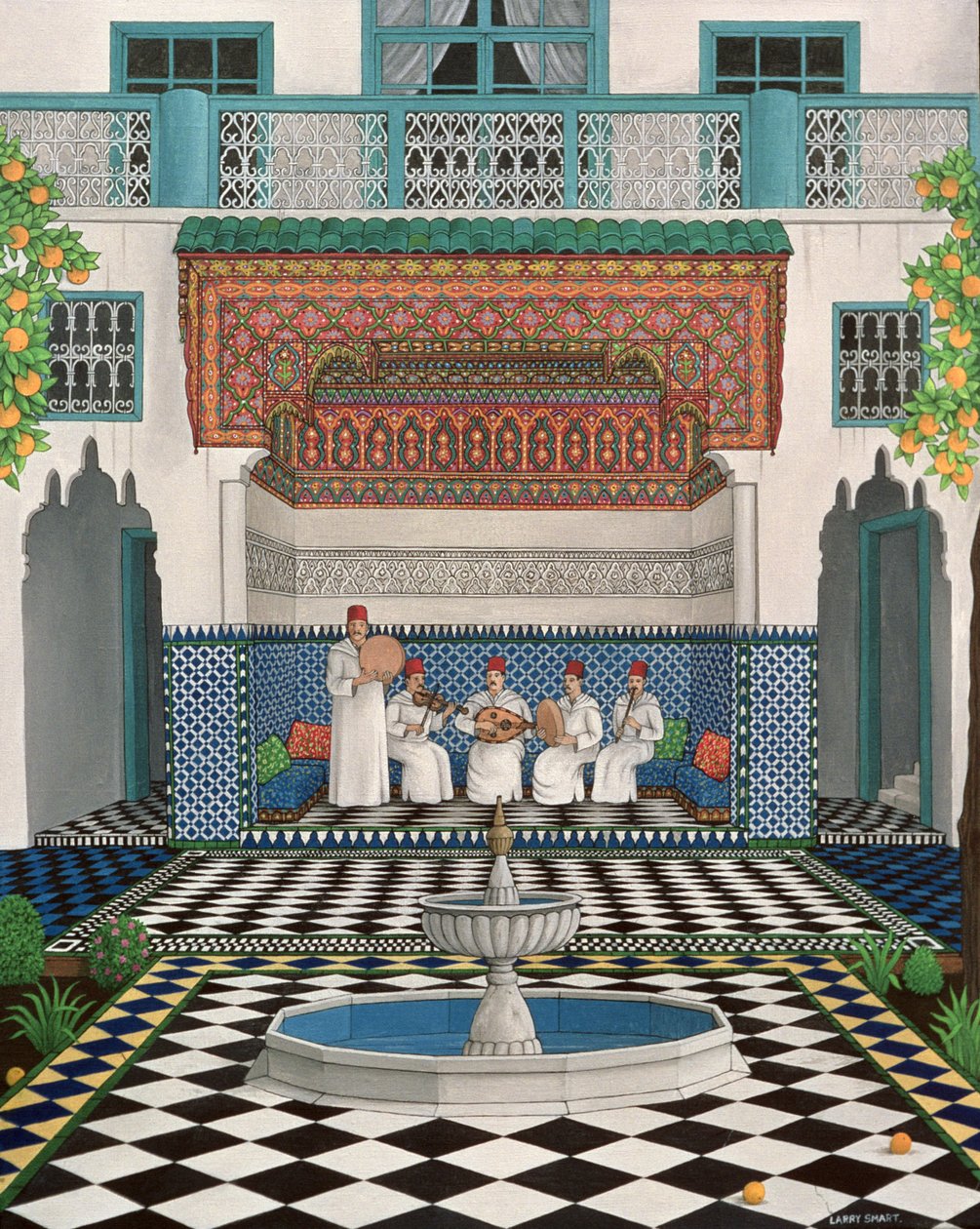 En Riad i Marrakech, 1992 (akryl på duk) av Larry Smart