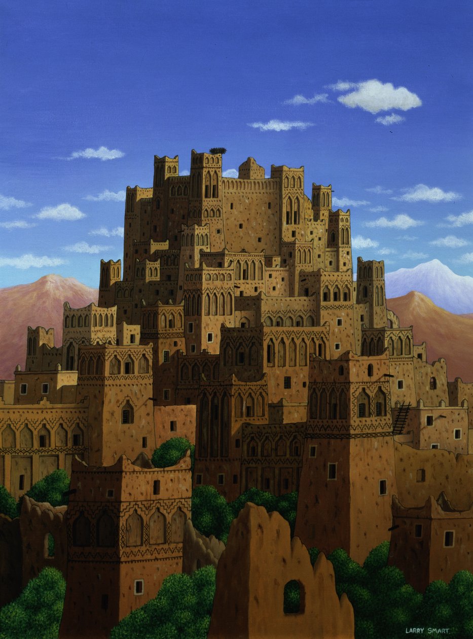 Beyond the Valley of the Kasbahs, 1993 (akryl på linne) av Larry Smart