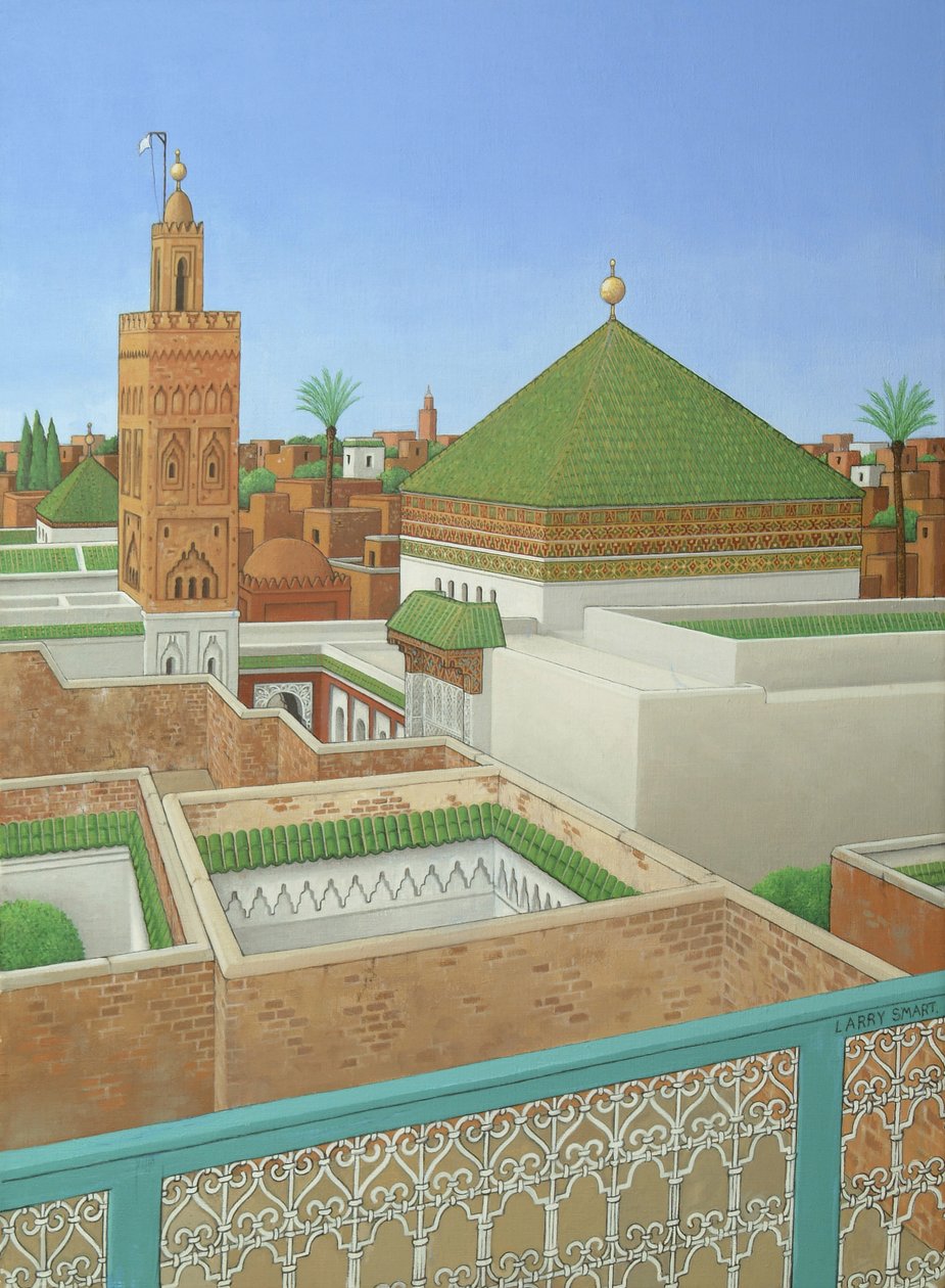 Tak, Marrakech (akryl på linne) av Larry Smart