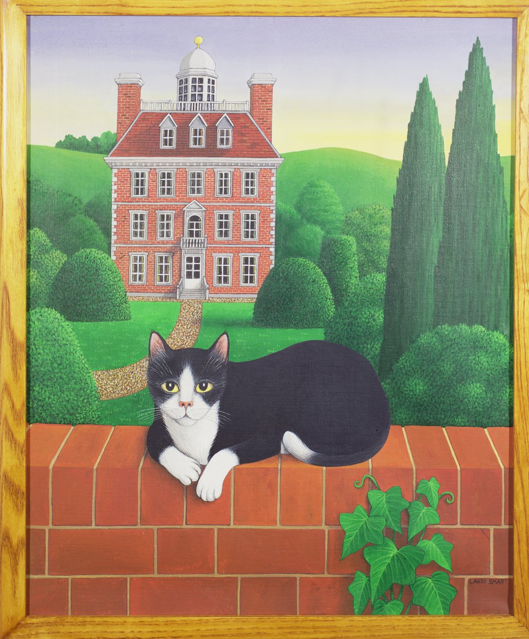 The Cat on the Wall, 1986 (akryl på linne) av Larry Smart