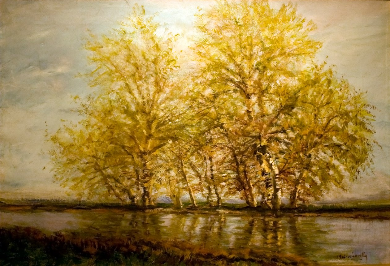  Koratavasz Fak a vizpartonnEnglish: Early_spring_Trees_at_the__Waterfrontn av Laszlo Mednyanszky