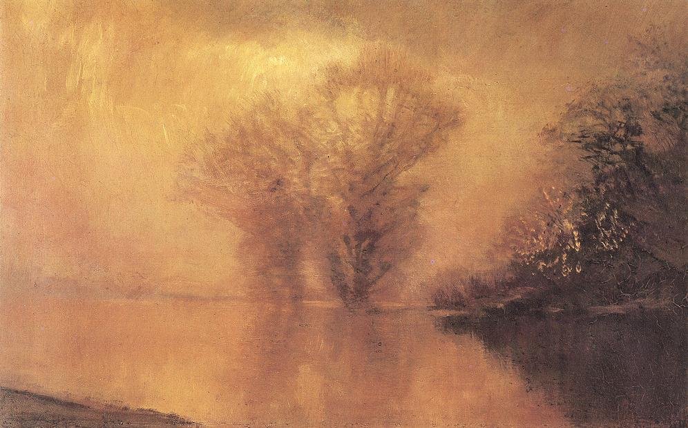 Waterside Scene in Luminescent Haze av Laszlo Mednyanszky