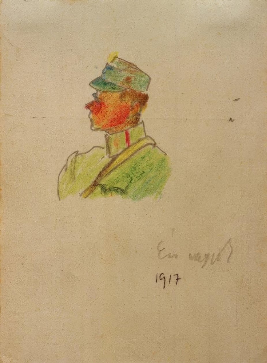 Det är jag (självporträtt som officer) av Laszlo Moholy Nagy