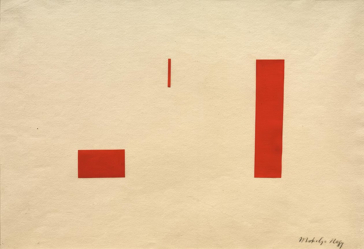 Namnlös (röd collage / röd självhäftande bild) av Laszlo Moholy Nagy