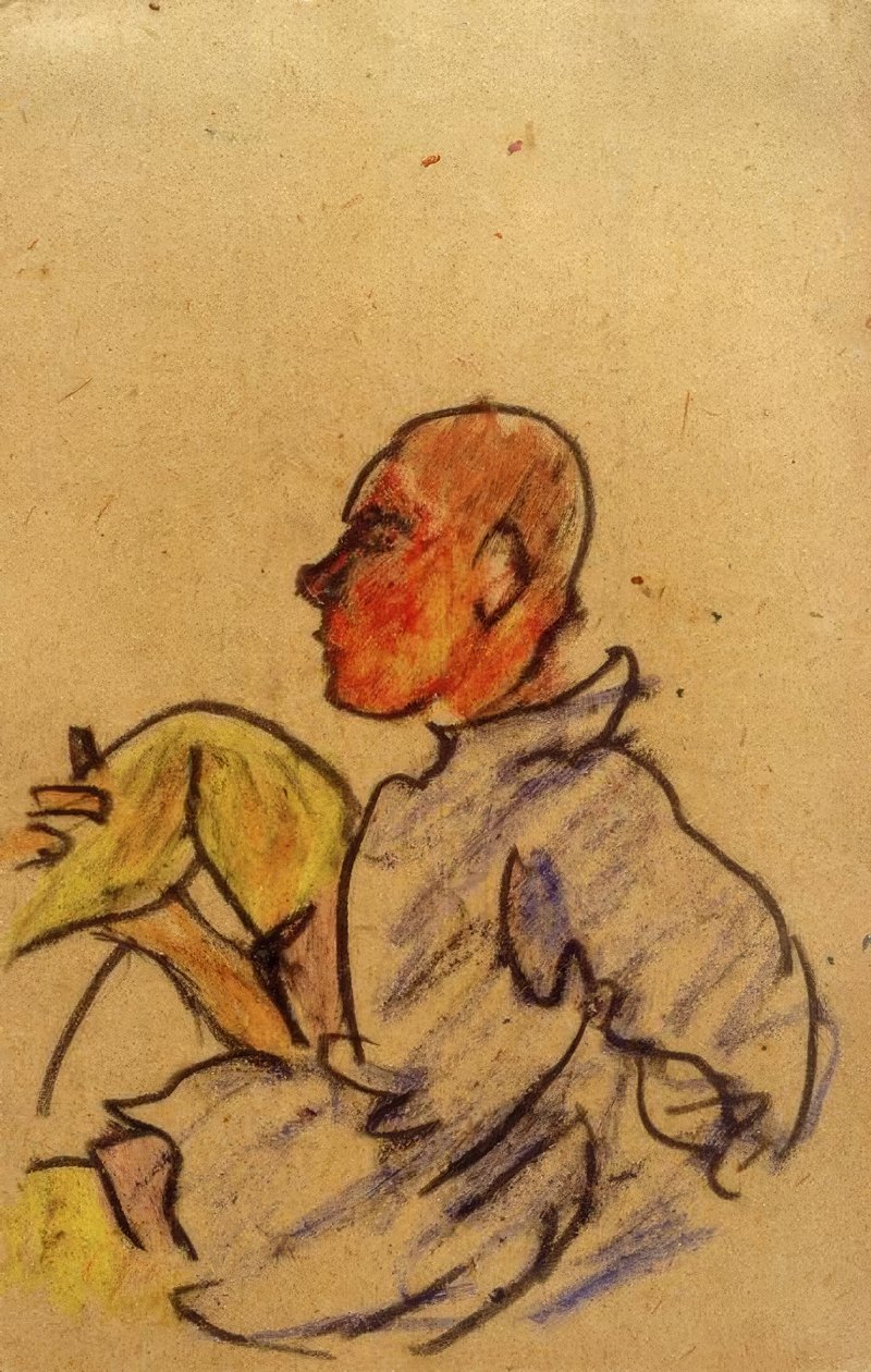 Untitled (sittande person med böjt höger ben) av Laszlo Moholy Nagy