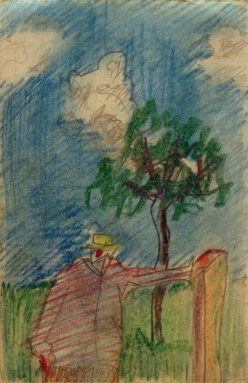 Untitled (man som står under ett träd) av Laszlo Moholy Nagy