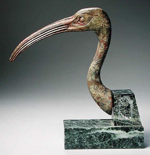 Huvud av en ibis (solid gjuten brons) av Late Period Egyptian