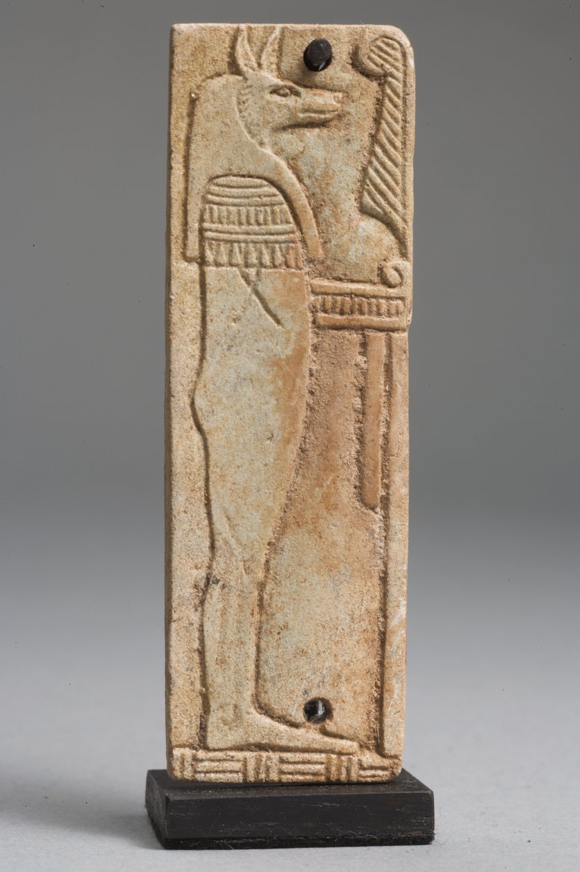 Plaque of Duamutef (fajans) (se även 325655, 325656 och 325657) av Late Period Egyptian