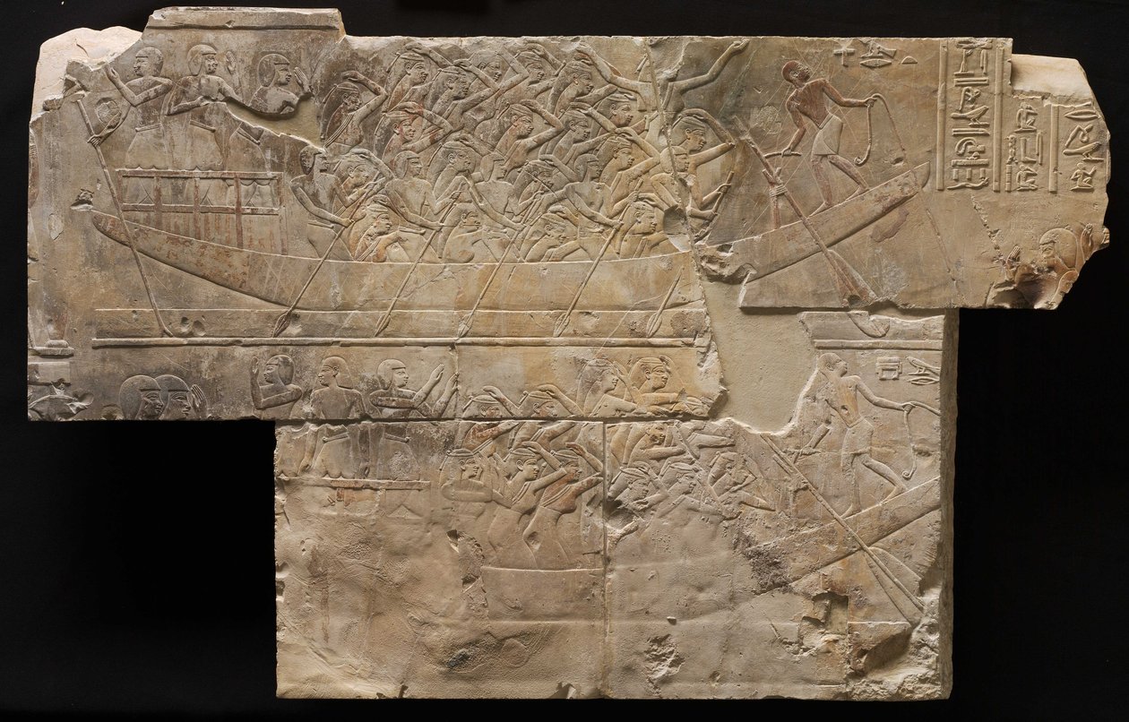 Två båtar med kvinnliga sörjande, c.667-647 f.Kr av Late Period Egyptian