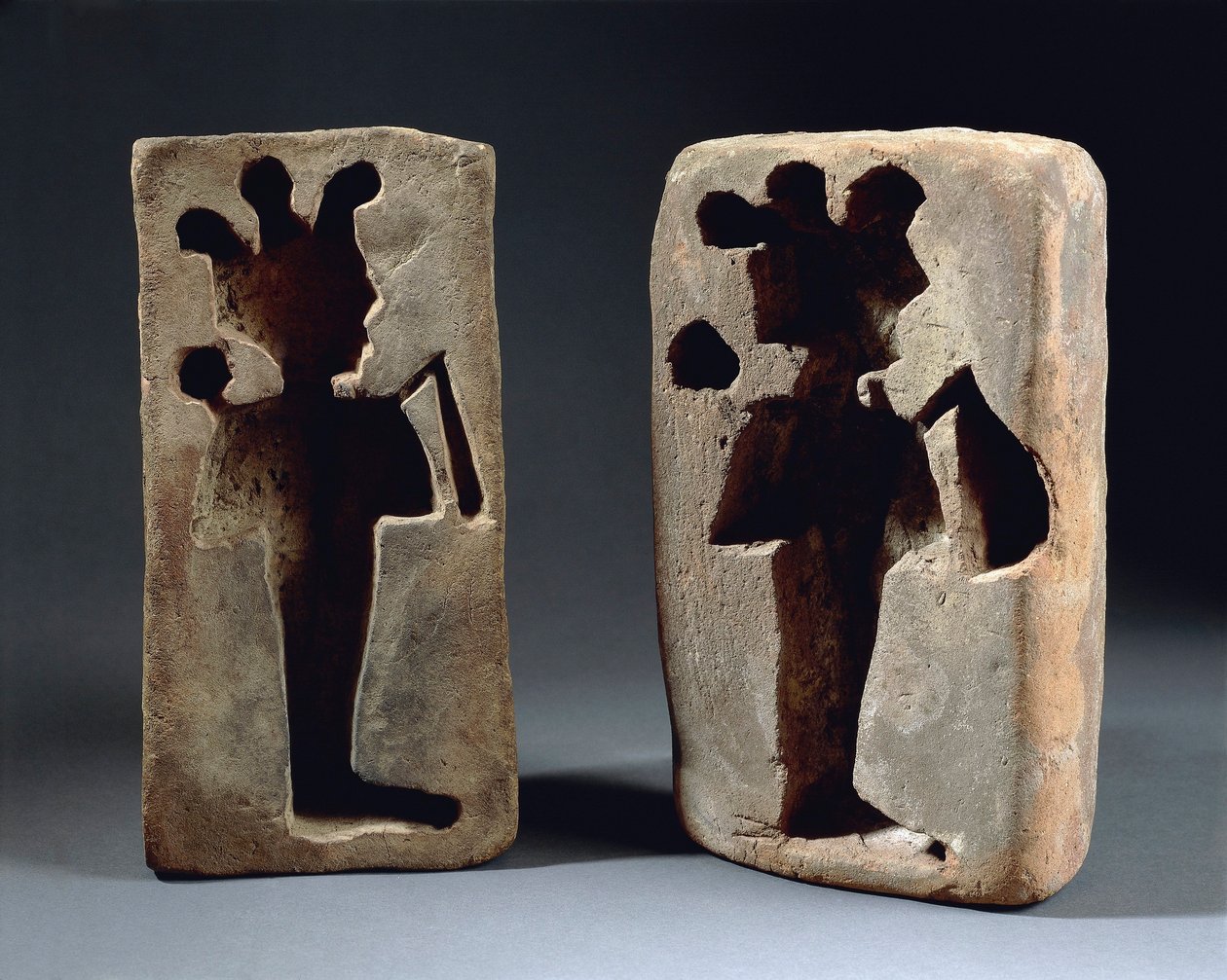 Två formar av Osiris-figur, från Abydos av Late Period Egyptian