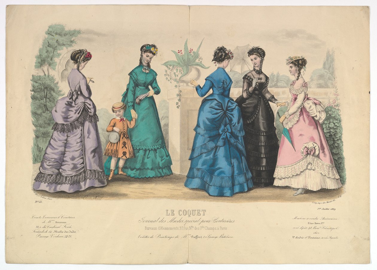 Le Coquet, nr 22, från Journal des Modes Spécial pour Couturières, 1 juli 1869. av Laure Noel