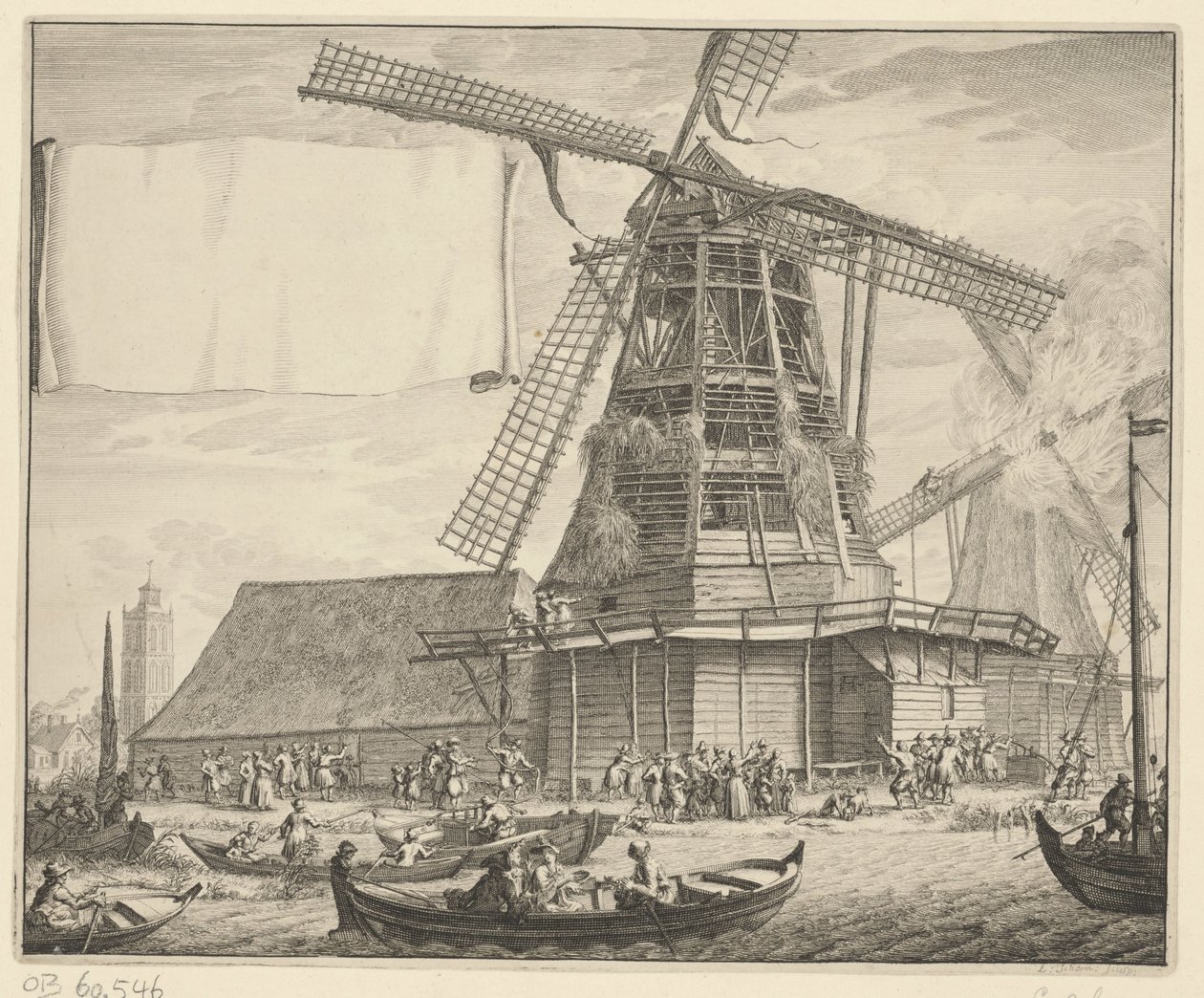 Brand i oljebruket De Zeug nära Wormer, 1699 av Laurens Scherm