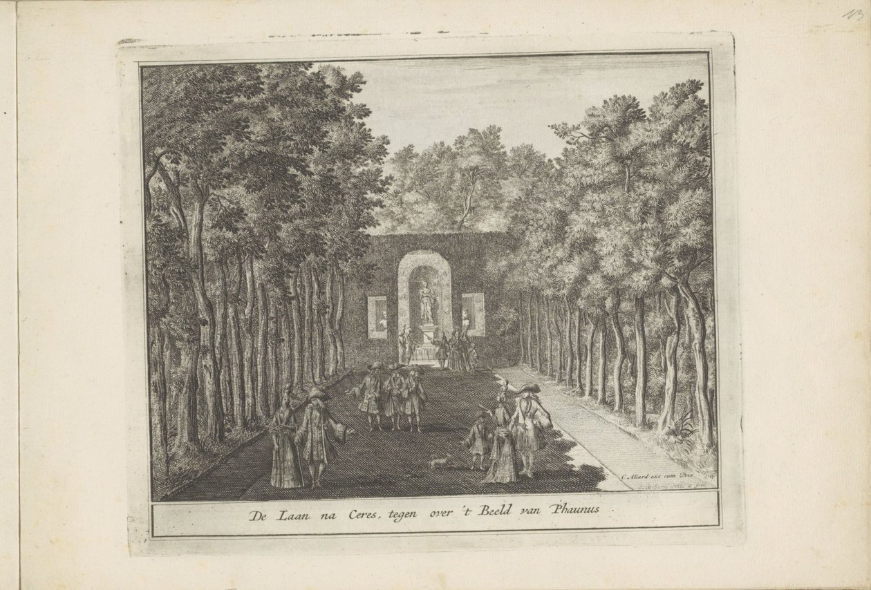 Aveny och staty av Ceres i trädgårdarna i Paleis Het Loo Laan efter Ceres, mittemot statyn av Phaunus (titel på objekt) Neerlands Veldpracht, Or 