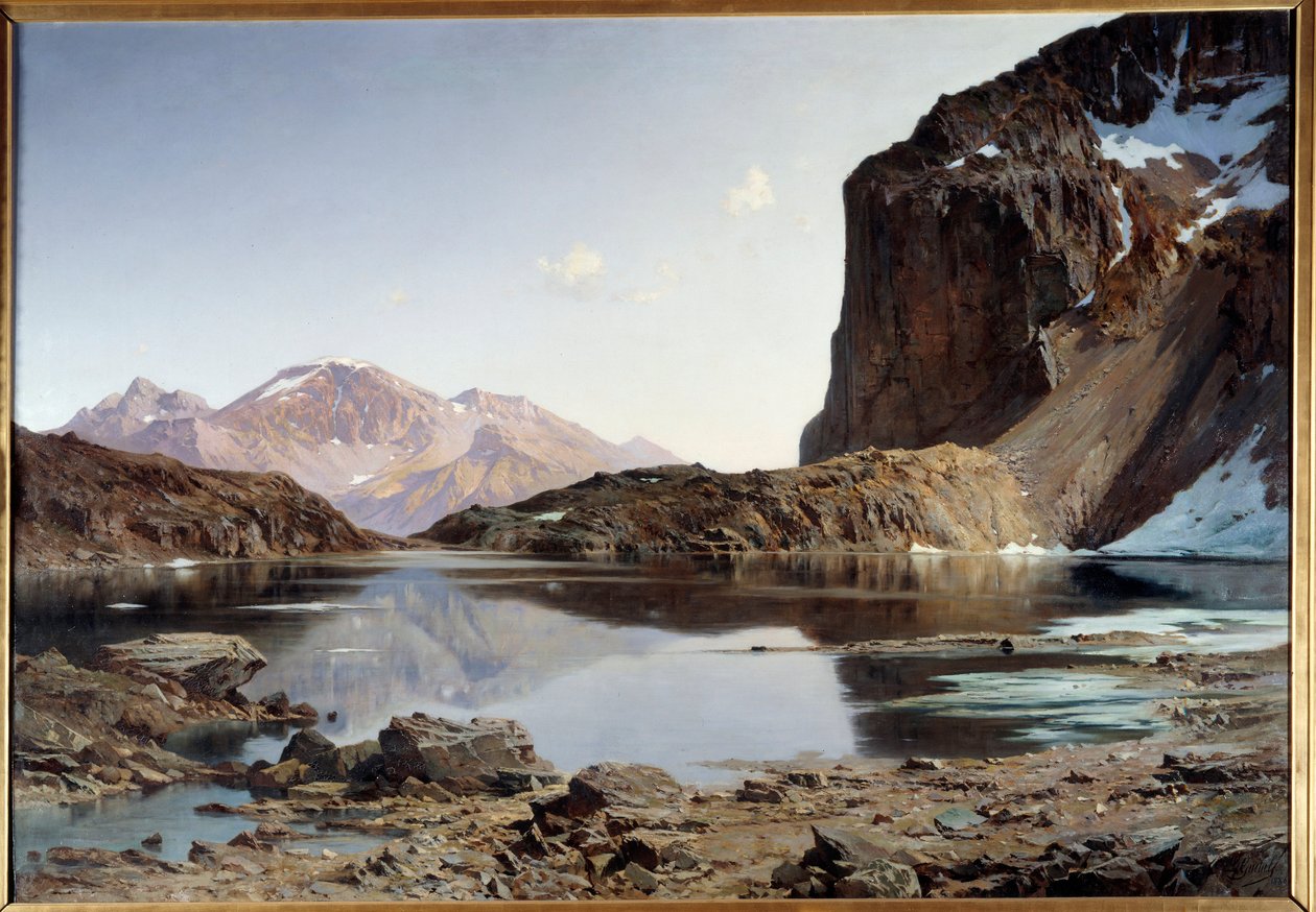 Lake Eychauda i Alperna. Målning av Laurent Guetal (1841-1892) av Laurent Guétal
