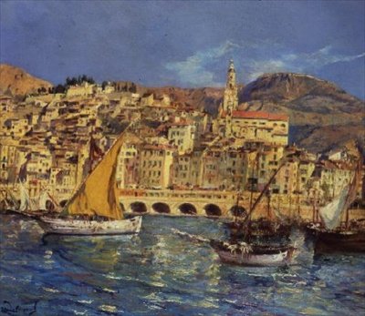 Staden Menton, södra Frankrike av Laurent Lucien Gsell
