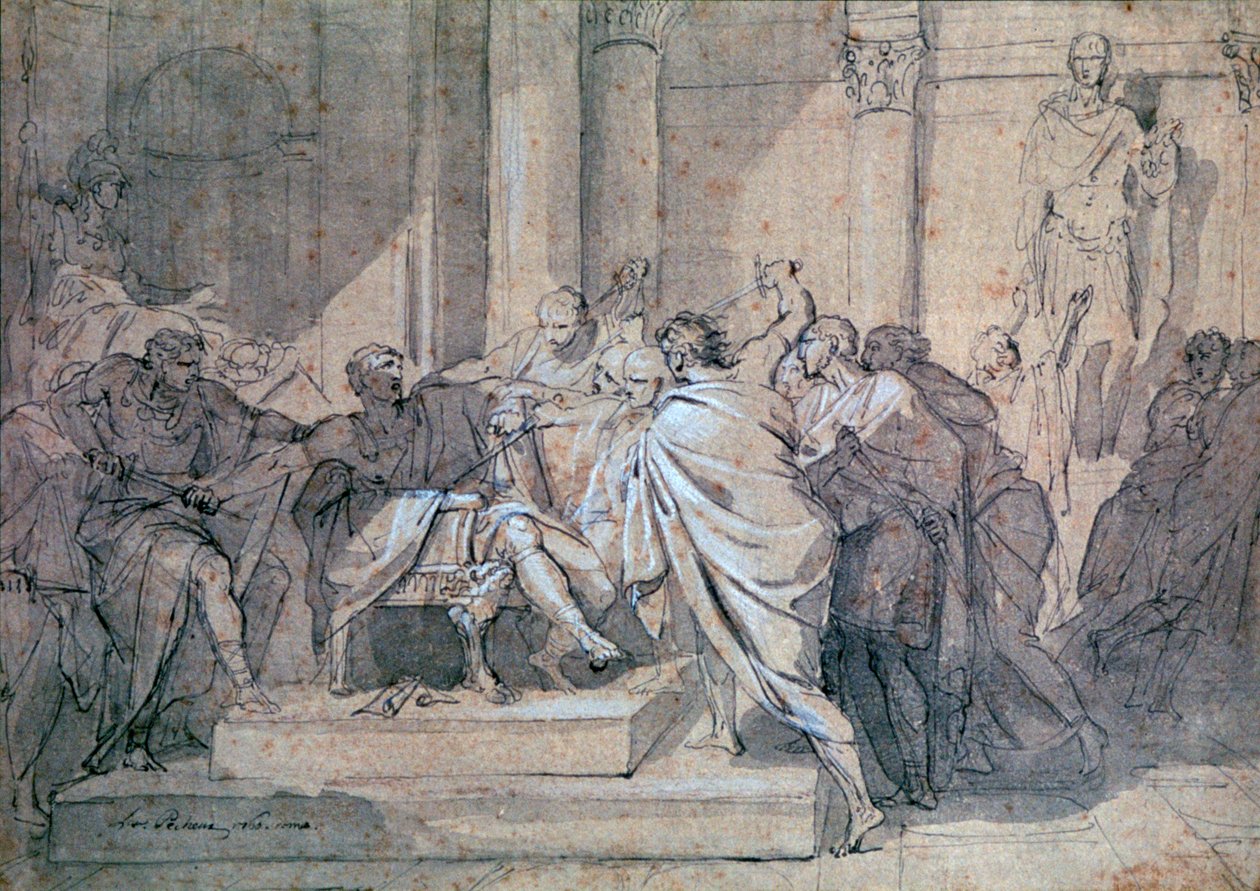 Mordet på Julius Caesar, c1749-1821 av Laurent Pecheux