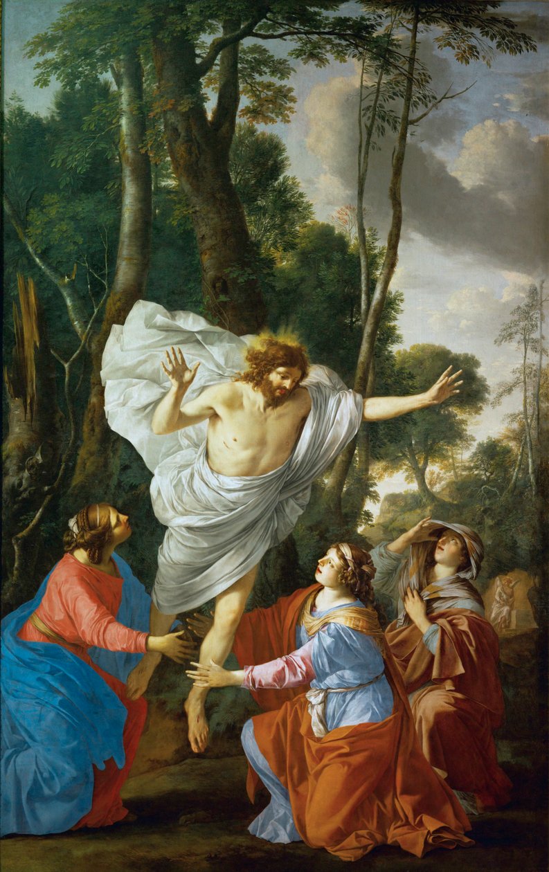 Apparition de Jesus aux trois Maries - Kristus framträder för de tre jungfrudamerna ... av Laurent de (workshop of) La Hyre