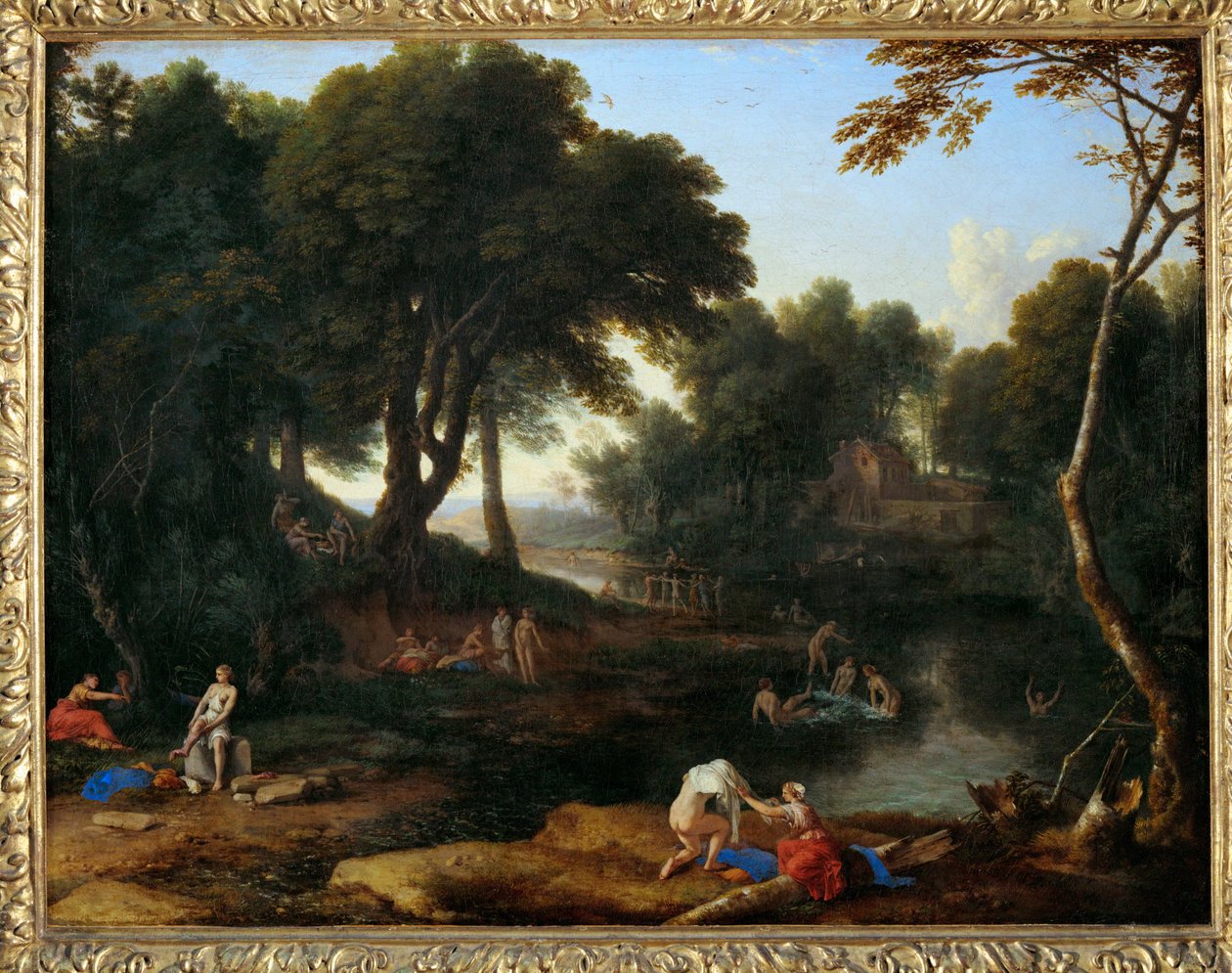Paysage aux baigneuses - landskap med badande ... av Laurent de (workshop of) La Hyre