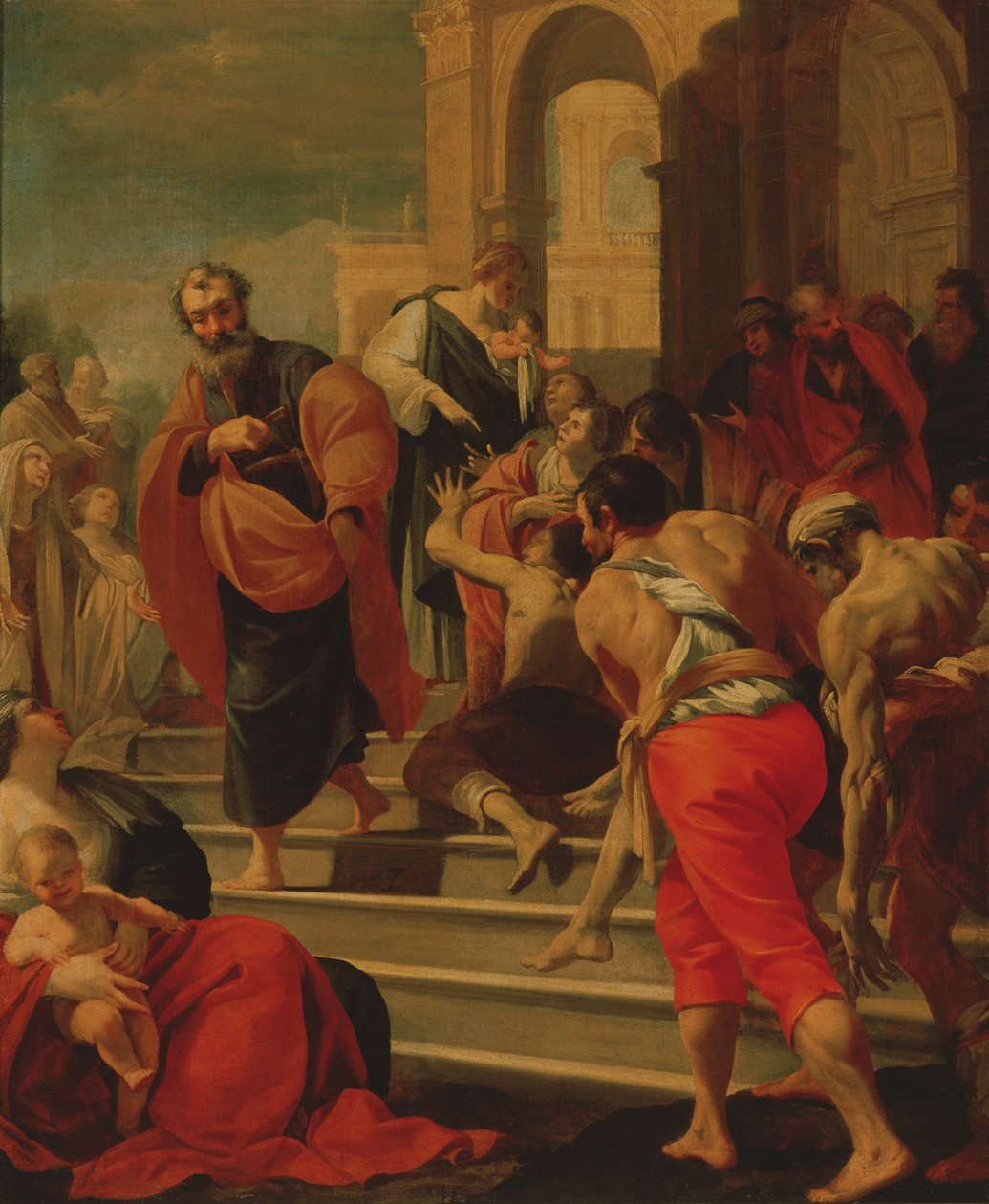 St Peter botar de sjuka med sin skugga av Laurent de la Hyre