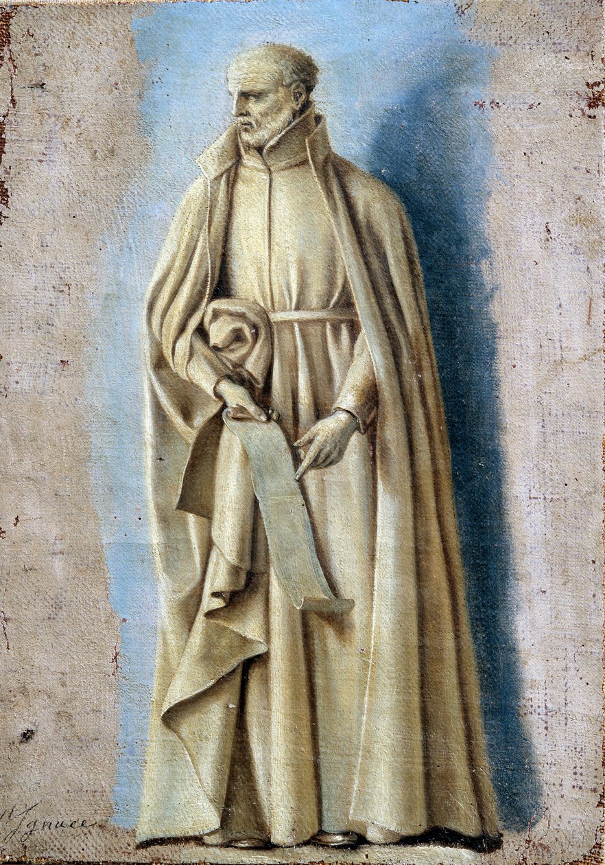 Saint Ignace håller i en bokrulle som innehåller reglerna för hans beställning Målning med camaieu på duk av Laurent de La Hyre (1606-1656) 1600-talets sön. 0,33 x 0,23 m Paris. Louvren av Laurent de la Hyre