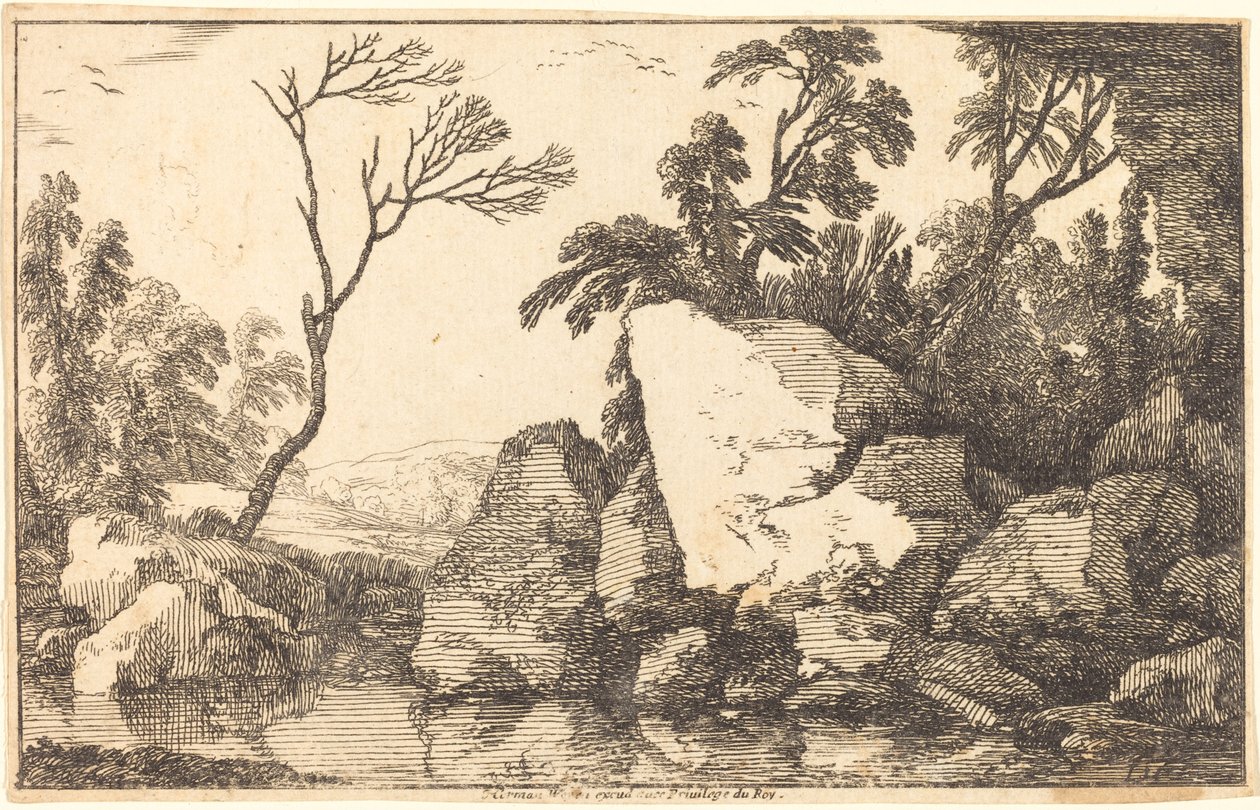 En stenig damm av Laurent de la Hyre