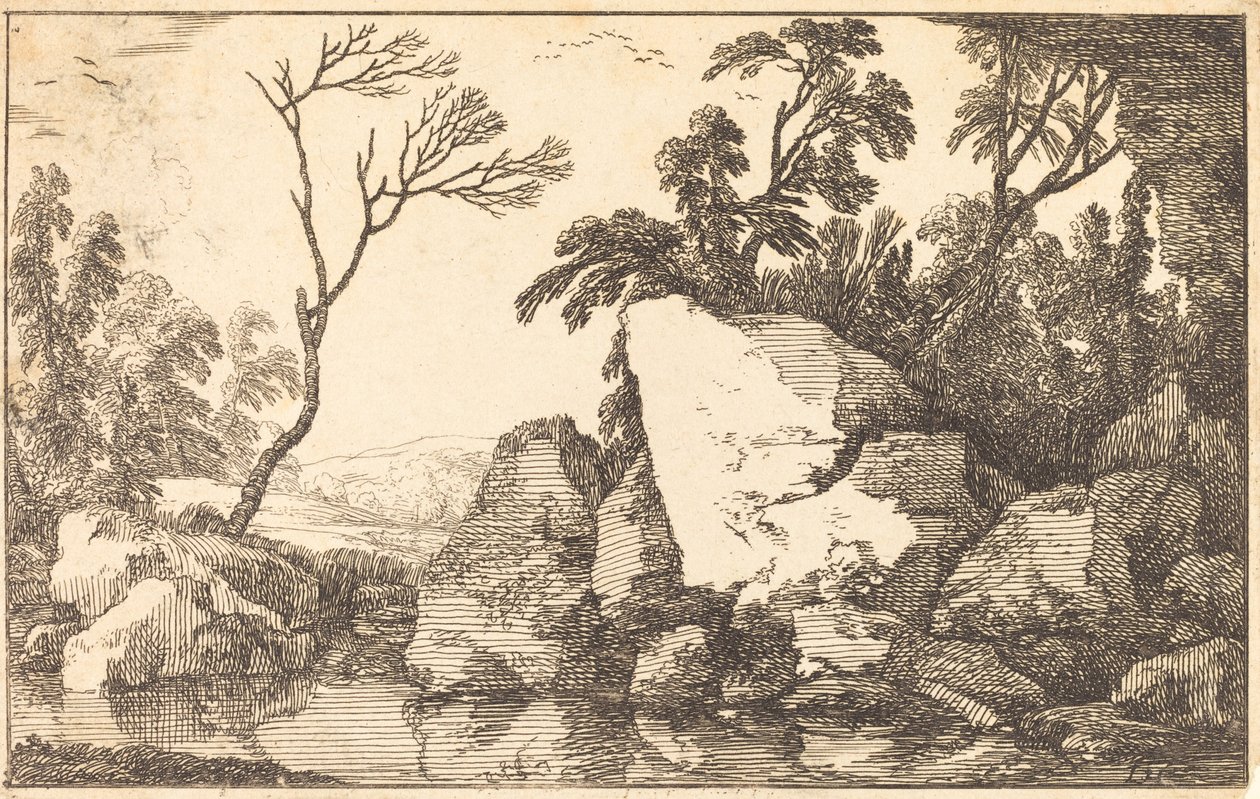 En stenig damm av Laurent de la Hyre