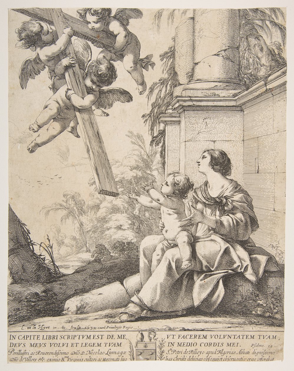 Jungfru och barn med änglar, 1639. av Laurent de la Hyre