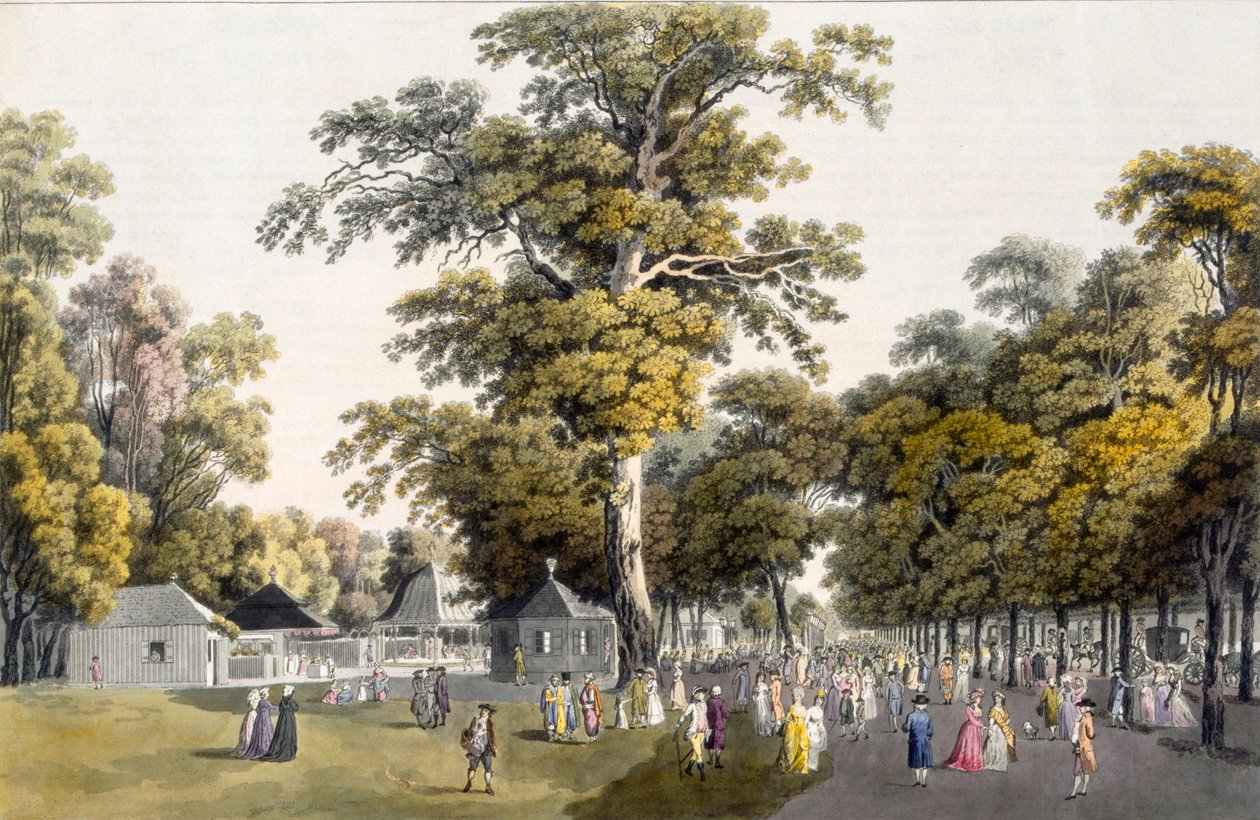 Kaféerna på Grand Avenue i Prater, Wien, 1798 av Laurenz Janscha