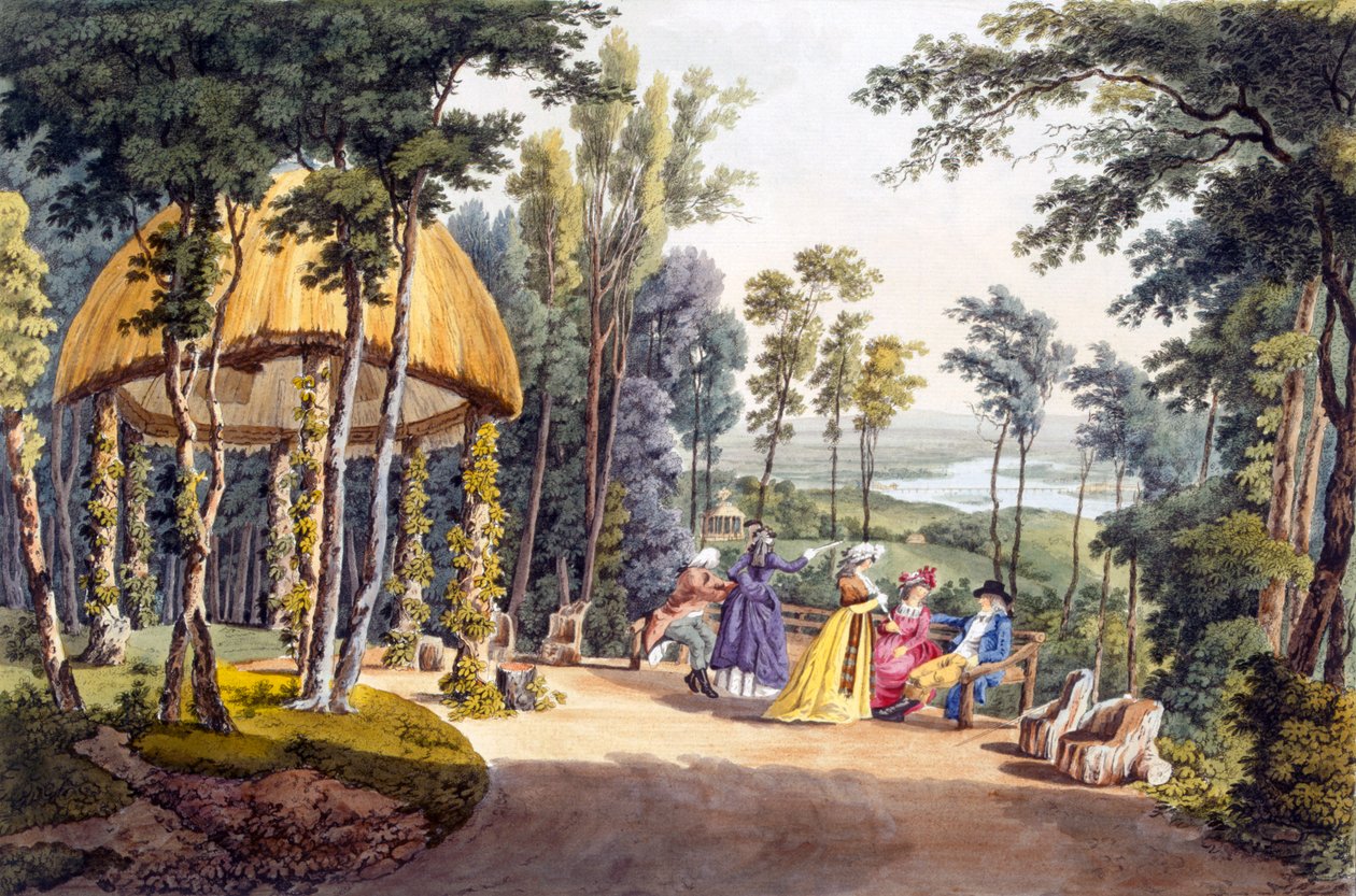 Utsikt över templet Reisenburg, palatset för greven av Cobenzl, 1790-talet av Laurenz Janscha