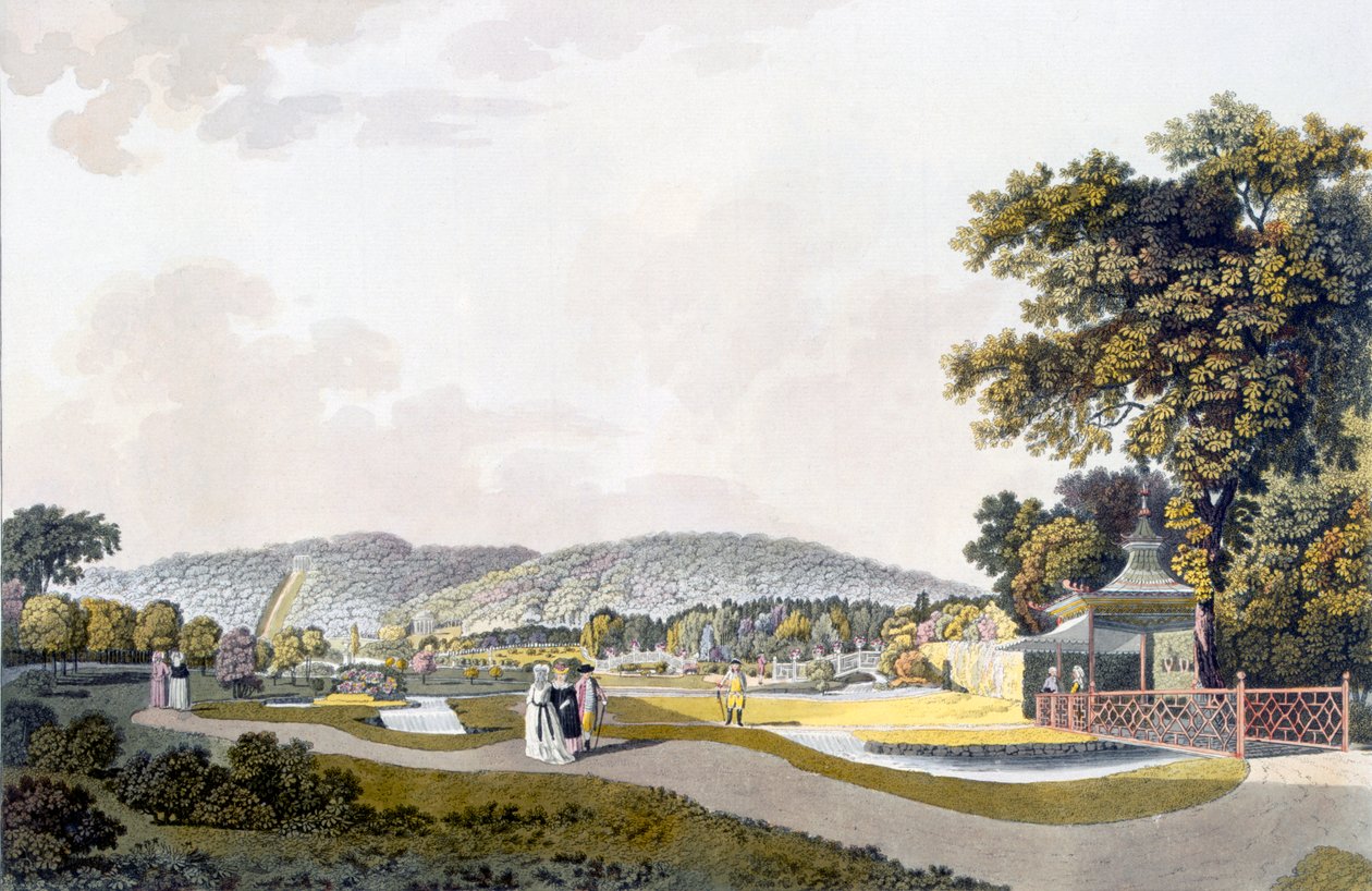 Vy över parken vid Neu-Waldeg, Dornbach, Wien, 1792 av Laurenz Janscha