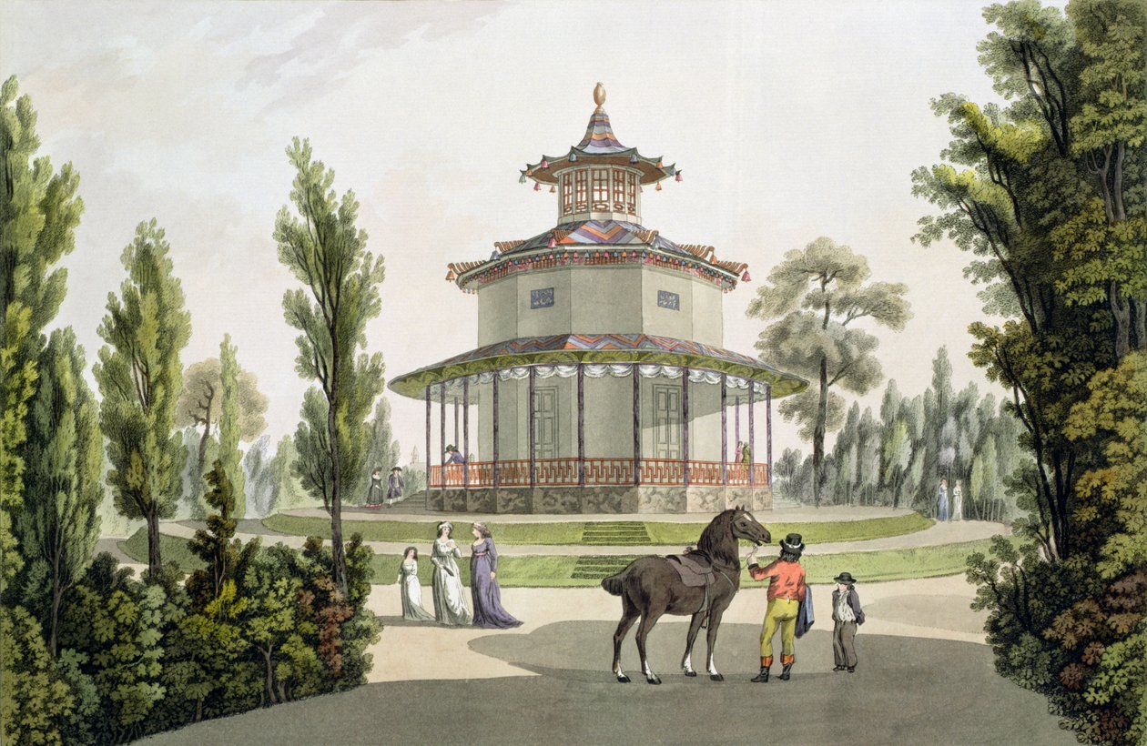Utsikt över det kinesiska sommarhuset, Palace of Lichtenstein vid Eisgrub, graverad av Johann Ziegler (c.1750-c.1812), 1792 av Laurenz Janscha