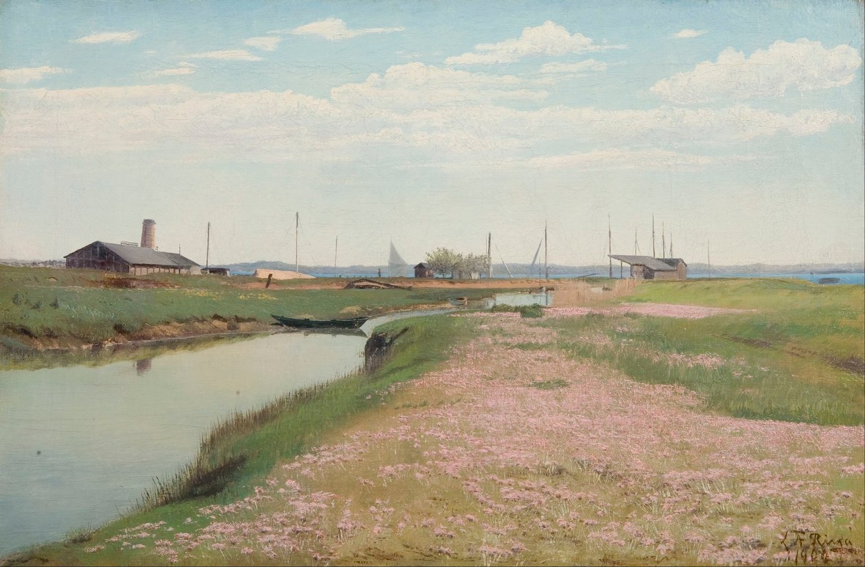 The river and the harbour at Frederiksværk av Laurits Andersen Ring
