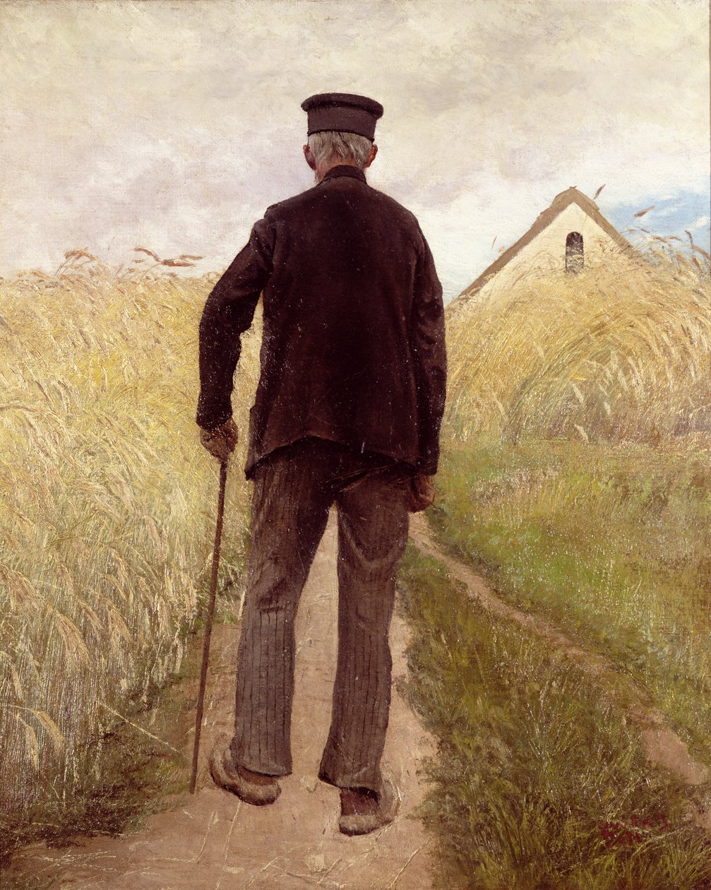 Gammal man som går i ett rågfält av Laurits Andersen Ring