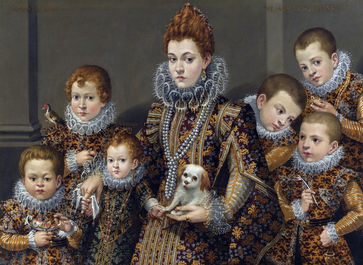 Porträtt av Bianca degli Utili Maselli med sina sex barn, ca. 1605 (Olja på duk) av Lavinia Fontana