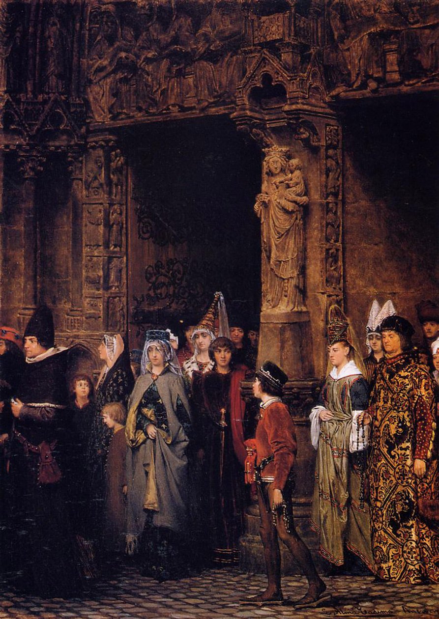 Lämnar kyrkan på femtonde århundradet, 1864 av Lawrence Alma Tadema