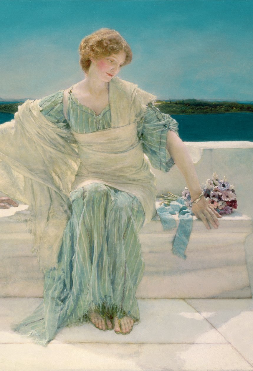 Fråga mig inte mer, 1906 olja på duk detalj av 15116 av Lawrence Alma Tadema