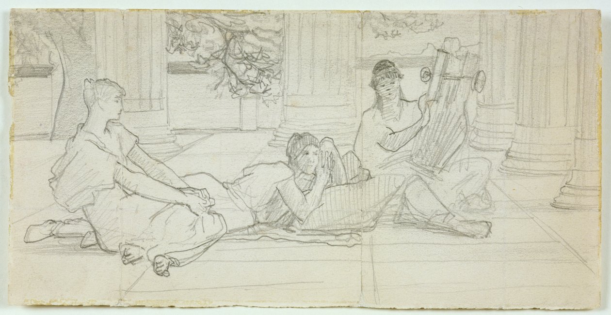 Första konceptet för A Reading of Homer c.1884-85 av Lawrence Alma Tadema