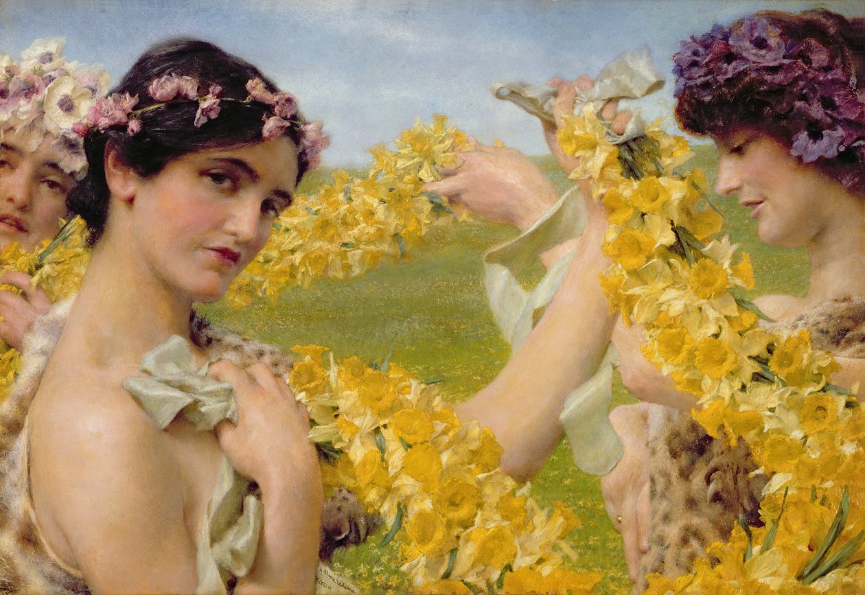 När blommorna kommer tillbaka, c.1911 av Lawrence Alma Tadema