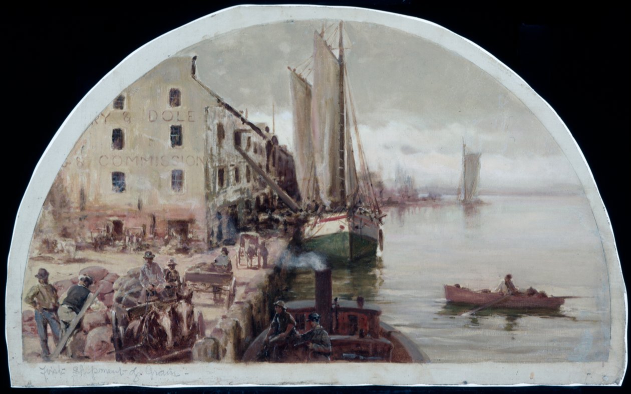 Den första kornhissen i Chicago, 1838, 1900 av Lawrence Carmichael Earle