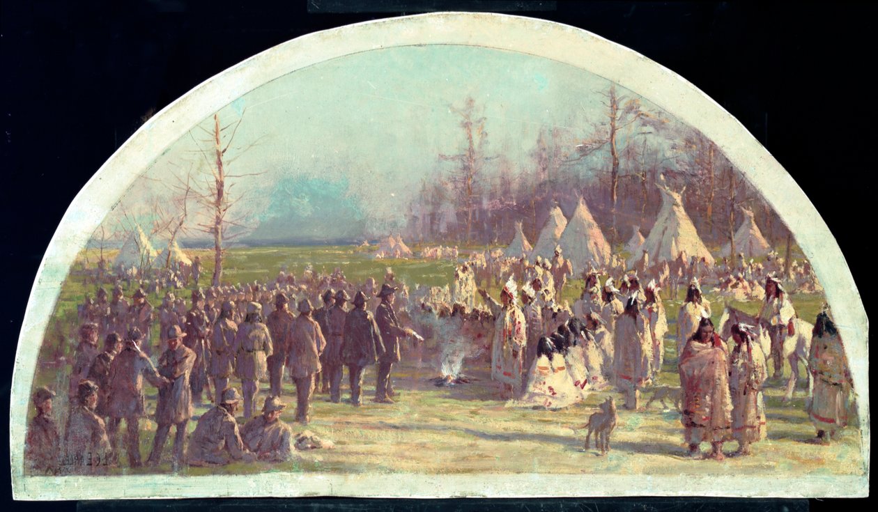 Potawatomiernas sista råd, 1833, 1900 av Lawrence Carmichael Earle