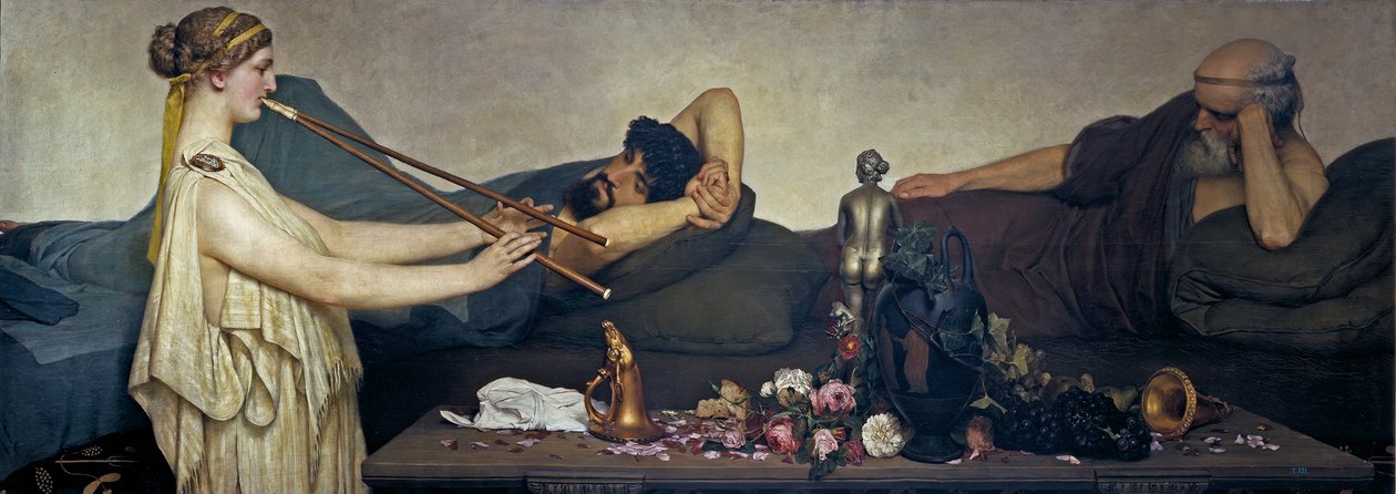 Pompeiansk scen eller Siesta - Målning av Sir Lawrence Alma Tadema (Alma-Tadema)(1836-1912) - 1868 - Olja på duk - 130x360 - Museo del Prado, Madrid av Lawrence Alma Tadema