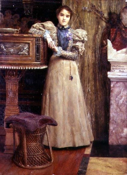 Porträtt av Clothilde Enid, dotter till Edward Onslow Ford av Lawrence Alma Tadema